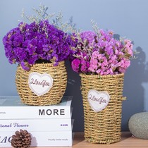 Vase ornaments portable living room flower arrangement starry dried flowers Rattan woven flower pots flower baskets Nordic modern simplicity