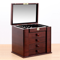 Jewelry box with lock necklace earrings earrings earrings storage box Multi-layer high-grade light luxury large capacity hand jewelry box