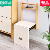 Folding shoe-changing stool solid wood Hyun Off super narrow invisible stool Nordic wall wall-mounted wearing shoe stool into the household folding chair