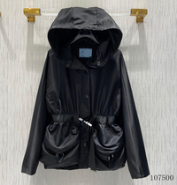 P home 21 early spring new single-breasted elastic belt solid color medium-long coat female fried street hooded trench coat female
