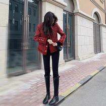 2021 early autumn new French small fragrant red tweed coat spring and autumn Joker womens tide ins short coat