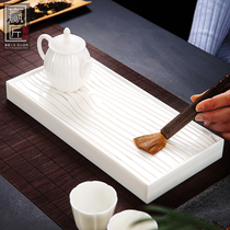Winning craftsman DeHua white porcelain kung fu tea set dry bubble table simple ceramic Japanese water storage double pot bearing household tea tray