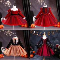 Halloween girl dress little girl cosplay performance clothes children princess dress velvet dress autumn dress New