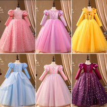 Ice & Snow Edge White Snow Princess Dresses Cinderella Elsa Dress Children Act Out Love Sa Girl Ana Dresses