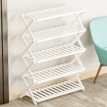 Folding shoe shelf household simple door economical solid wood small shoe cabinet storage artifact multi-layer dustproof-free installation