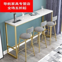 Nordic marble bar table and chair against the wall high table Net red tea shop table and chair home bay window balcony long table