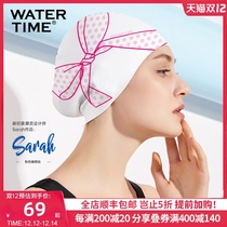 WaterTime swimming cap female adult waterproof does not take long hair Special cute Japanese large ear protection silicone