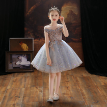 Princess dress girl puffy gauze foreign childrens dress little girl flower girl wedding host piano performance dress summer