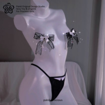 Ellie original fairy bow breast clip anal plug set SM flirting toy Sexy lace fun teasing bear