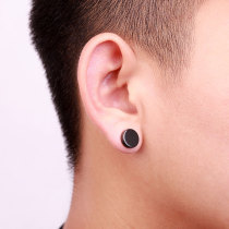 925 pure silver needle Black Manau ear nail male trend earrings Hip Hop Personality Fashion Brief Little Crowdlovers Ear Rings