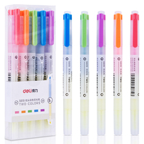 Deli S619 colorful highlighter student white-collar color key mark note number pen oblique head paint pen 5 pcs