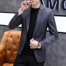  2021 new spring and autumn printed casual suit mens Korean slim-fit top trend handsome small blazer