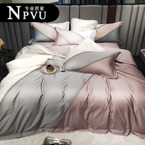 Bed four-piece set cotton pure cotton 120 plush cotton bed sheet duvet cover high-end light luxury style summer bedding set