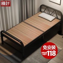 Folding bed single rental room double bed 1 m 2 reinforced office lunch break home simple hard bed portable