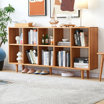 Nordic Solid Wood Landing Bookshelves Day Style Free Combination Brief multilayer grid cabinet Composition Living room Show shelve