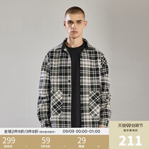 CHINISM 2021AW CH black and white check shirt mens Tide brand American High Street shirt coat tide