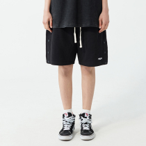 CHINISM CH tide brand breasted shorts mens summer cotton loose mens sports black casual five-point pants tide