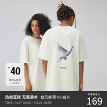 CHINISM 2023SS CH Peace Pigeon prints short sleeves T-shirts men American-style high street water wash collar half sleeves