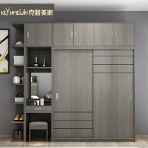 Nordic bedroom wardrobe Modern simple economical assembly two-door panel large wardrobe Small apartment sliding door wardrobe