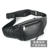 Mens soil running bag mens small pure cowhide light leather soft skin casual first layer cowhide Korean leather leather leather