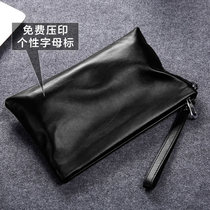 Male Earthen Handbag Genuine Leather Soft Leather Large Capacity Envelope Handbag Handbags Mens Head Layer Goat Leather Big Mans Hand Holding Bag
