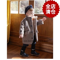 YD Korean version of small cloud Dot boy clothing winter fall new boy Inron foreign air clamp cotton stand coat plaid big coat