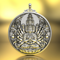 99 sterling silver solid thousand-hand Guanyin pendant is a rats life Buddha necklace male and female bodhisattva patron saint zodiac silver medal