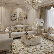 French light luxury palace style solid wood carved fabric sofa living room European high-end villa luxury concubine collapse combination