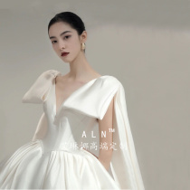 French satin main wedding dress 2021 new bride tailing simple slim temperament bridal forest Super fairy go out yarn