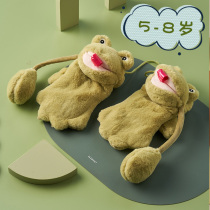 Net red tongue frog cute baby childrens gloves winter girls boys and children gloves winter girls warm plus Velvet