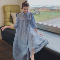 Maternity dress Summer nursing shirt dress Out fashion Chiffon plus size summer skirt Gentle wind maternity dress
