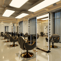 Barber shop mirror table hairdressing mirror hair salon special single double mirror floor standing with LED light stainless steel hair cutting mirror