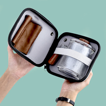 Portable travel tea set glass high-grade outdoor kung fu tea fast guest Cup one pot three Cup carrying case small set