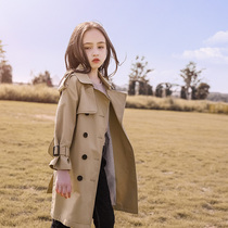 France Jacadi kid girls mid-length windbreaker 2021 autumn new Korean childrens double-breasted western style jacket