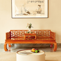 Panfeng Suzuo Ming-style curved ruler Luohan bed living room Chinese mahogany Myanmar rosewood three-person couch Zen furniture