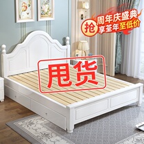 Solid wood bed Nordic modern simple 1 8m Economy double bed 1 5m Princess bed Master bedroom 1 2m single bed