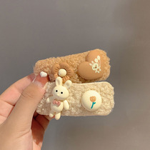 Net red cute plush rabbit hairclip female child bangs broken hairclip side cartoon hair card headgear