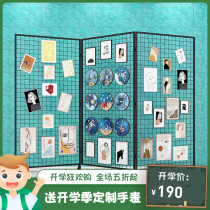 Folding mobile grid frame kindergarten painting exhibition works folding display rack iron mesh frame calligraphy painting display rack