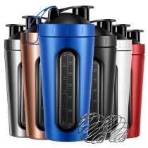 Sports protein powder shake cup Fitness cup with scale male portable protein shake powder cup Stainless steel milkshake cup Female