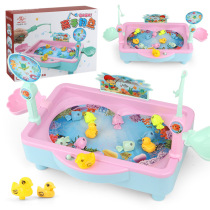 Magnetic childrens fishing toy set large wheel electric rotating kitten fishing baby toys for men and women 3