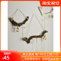 Wall hanging jewelry display rack Wall necklace bracelet ring earrings key branch storage rack wall display