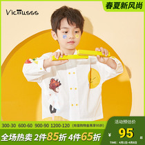 viciusss childlike personality Spring-autumn cartoon loose boy shirt long sleeve pure cotton print to turn in shirt foreign air