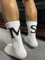 4 Double fit Four Seasons pure color Male Long Sox Sm letter Trend White Sox Black Sports Sweat Sweat sexy long high cylinder jacquard