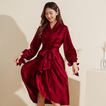 Wedding morning gown female Bride wedding French retro acetic acid satin little dress bridesmaid dressing gown