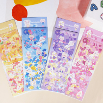Cute ins bunny ribbon floating with sticker laser sequin hand ledger diymugica small card clapping to decorate material