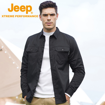 Jeep overdressing shirt men long sleeve multi pocket autumn jacket outdoor casual versatile middle-aged dad shirt coat