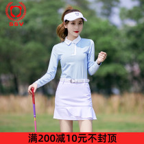 GOLF clothing women autumn and winter suit blue long sleeve white skirt slim slim sports breathable sweat absorption GOLF Korean version