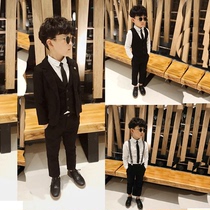 Boys dress suit flower boy autumn childrens suit small suit vest three-piece English piano performance suit