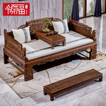 Li Fu New Chinese Redwood Luohan Bed Furniture Pearwood Solid Wood Solid Chicken Wing Mainwood and Takaya Living Room