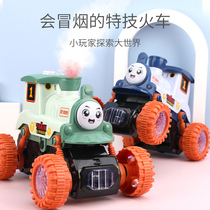 Steam train model toy smoking children 3 years old 4 electric puzzle car racing girl 2 baby 1 boy